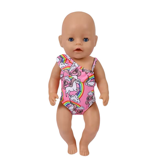 Baby Born Kleertjes - Unicorn Zwempak voor Baby Born - voor 43 cm pop - Voor alle Baby poppen