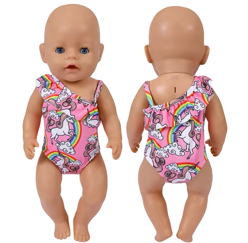 Baby Born Kleertjes - Unicorn Zwempak voor Baby Born - voor 43 cm pop - Voor alle Baby poppen