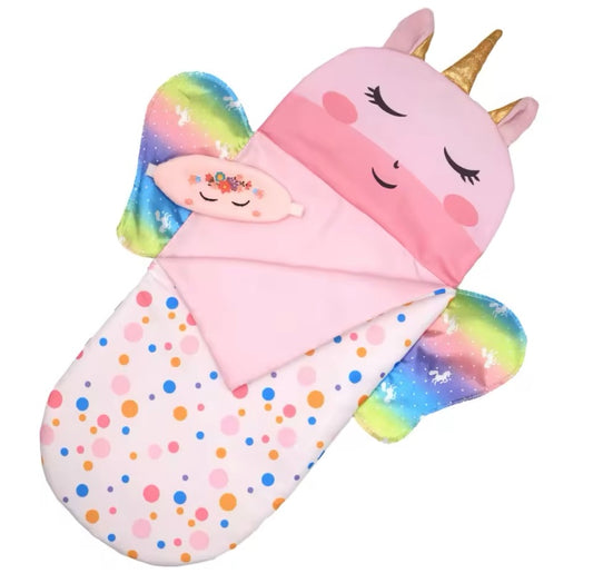 Unicorn Slaapzak voor Baby Born van Regenboog - ook voor Baby poppen en Babyborn pop 36 + 43 cm