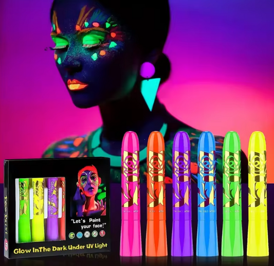 Glow in the dark schmink - Face & Bodypaint Make up - Neon Oogschaduw - UV Neon Face Paint Kit - 6 kleuren